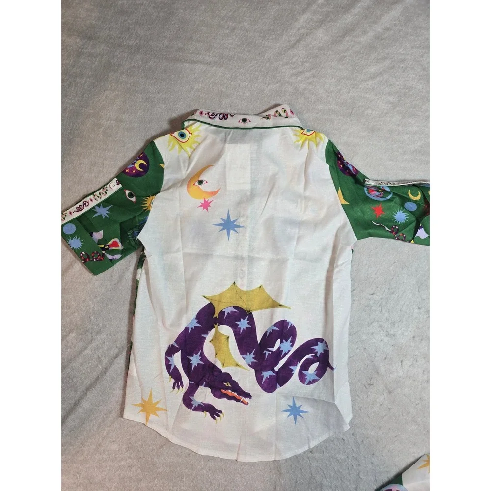 Endless Moon Women Celestial Mythical Print Shirt and Shorts Set Small NEW